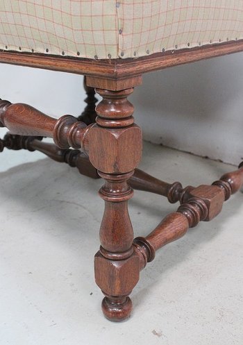 Paire de Fauteuils en Chêne Clair, style Louis XIII / Louis XIV - Début XXe