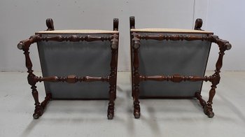 Paire de Fauteuils en Chêne Clair, style Louis XIII / Louis XIV - Début XXe