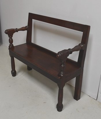 Petite Banquette avec dossier en Chêne, style Louis XIV - XIXe