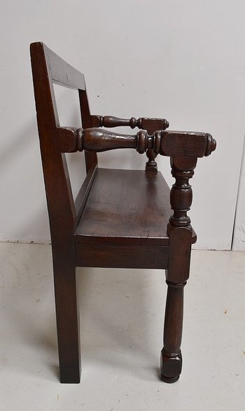 Petite Banquette avec dossier en Chêne, style Louis XIV - XIXe