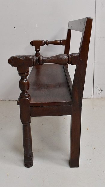 Petite Banquette avec dossier en Chêne, style Louis XIV - XIXe