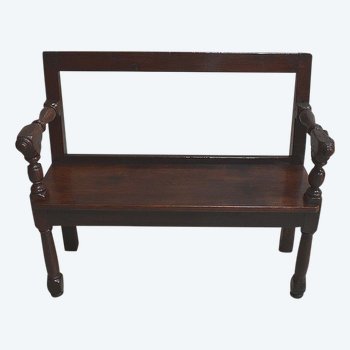 Petite Banquette avec dossier en Chêne, style Louis XIV - XIXe