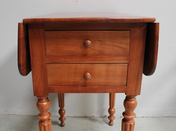 Petite Table de Salon à volets en Merisier massif, époque Louis-Philippe - XIXe