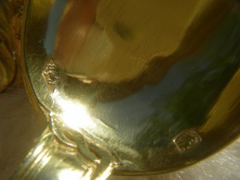 12 coffee / dessert spoons in vermeil monogram neck brace Goldsmith Philippe Berthier (Ref A 0040)