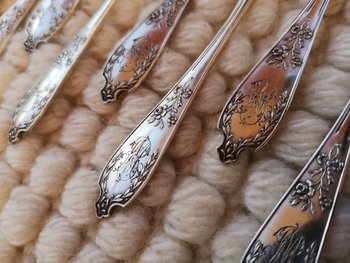 12 oyster / cake forks in silver neck brace goldsmith Joseph Crossard early twentieth (D 0144)