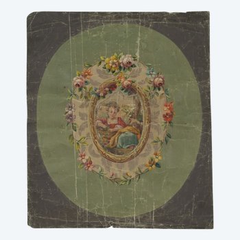 Carton of tapestry of aubusson bouquetière