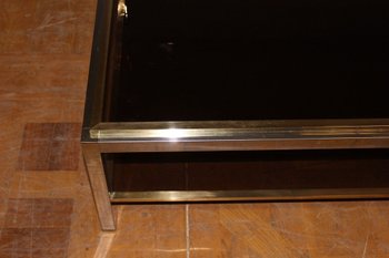 Grande tavolino in metallo cromato e dorato Entourage di Willy Rizzo, 1970 circa
