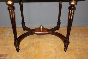 Louis XVI Style Table In Rosewood Inlaid With Flowers late XIX