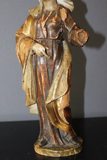 Sculpture of a Saint in Polychromed and Gilded Wood XVIII