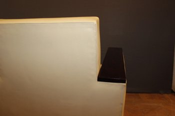 Paire De Fauteuils De Style Art Déco En Palissandre Et Cuir