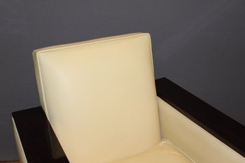 Paire De Fauteuils De Style Art Déco En Palissandre Et Cuir