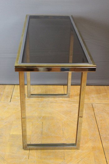 Console Chromée Et Dorée Par Roméo Rega Vers 1970