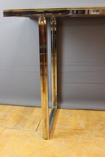 Console Chromée Et Dorée Par Roméo Rega Vers 1970