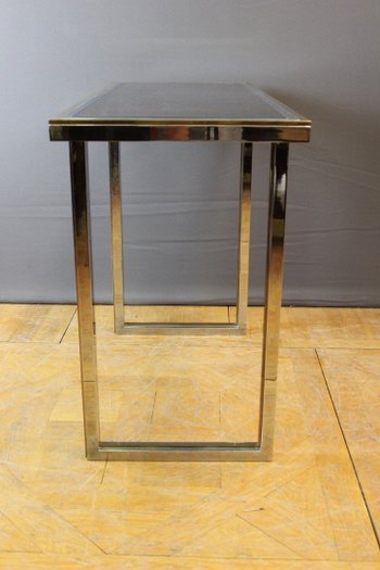 Console Chromée Et Dorée Par Roméo Rega Vers 1970
