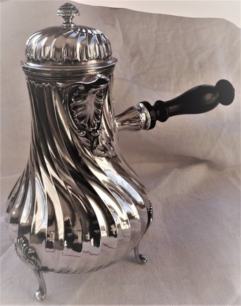 Solid silver jug / chocolate maker punch neck brace model dimensions "Tors"
