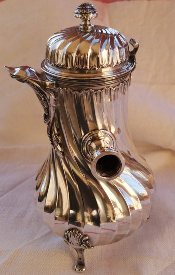 Solid silver jug / chocolate maker punch neck brace model dimensions "Tors"