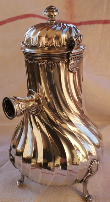 Solid silver jug / chocolate maker punch neck brace model dimensions "Tors"