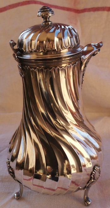 Solid silver jug / chocolate maker punch neck brace model dimensions "Tors"