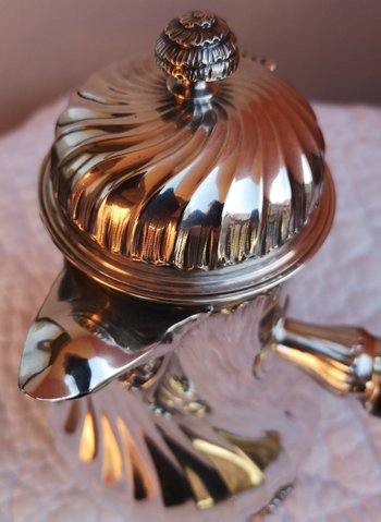 Solid silver jug / chocolate maker punch neck brace model dimensions "Tors"