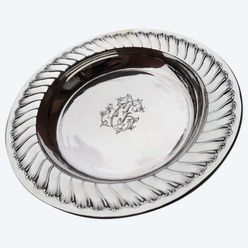 Solid silver porridge plate encrypted goldsmith Edouard Ernie 19th (ref D 0097)