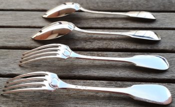 2 cutlery (4 pieces) in solid silver minerve module old Paris goldsmith ODIOT