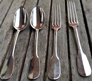 2 cutlery (4 pieces) in solid silver minerve module old Paris goldsmith ODIOT