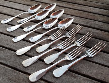 6 "Uniplat/old Paris" model flatware, Tétard silverware