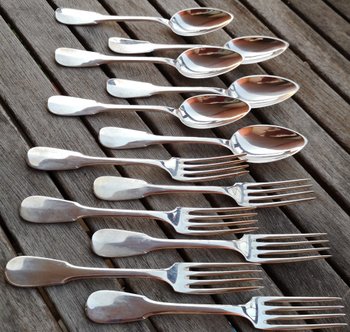 6 "Uniplat/old Paris" model flatware, Tétard silverware