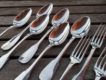 6 "Uniplat/old Paris" model flatware, Tétard silverware