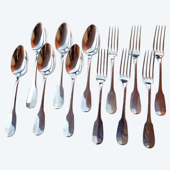 6 "Uniplat/old Paris" model flatware, Tétard silverware