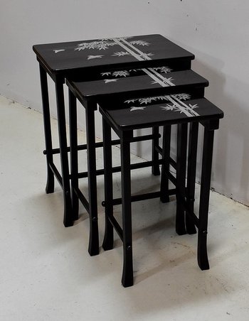 Tables Gigognes Chinoises en Noir laqué - XXe