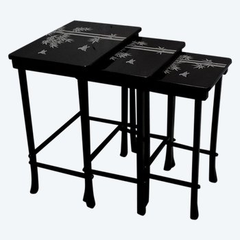 Black lacquered Chinese nesting tables - XXth century