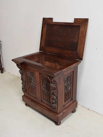 Piccola cassapanca da letto in rovere, stile rinascimentale - Fine XIX secolo