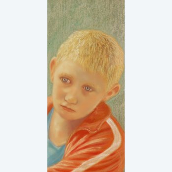 Trockenes Pastell / Porträt eines Jungen