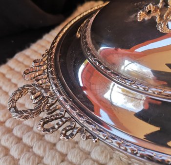 Vegetable dish in sterling silver punch neck brace Société Parisienne d'Orfèvrerie (ref D 0098BIS)