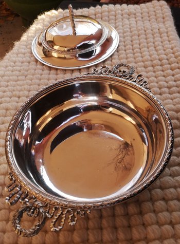 Vegetable dish in sterling silver punch neck brace Société Parisienne d'Orfèvrerie (ref D 0098BIS)