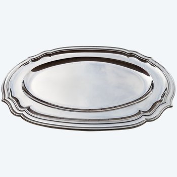 Oval and hollow dish in solid silver neck brace Orfèvrerie TETARD Frères (ref MA 0389)