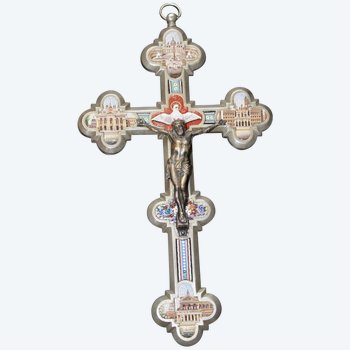 Crucifix En Micro-mosaïques Représentant Des Monuments De Rome Par Stocker