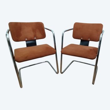 Set of four chairs in the Breuer and Mies Van der Rohe style circa 1970
