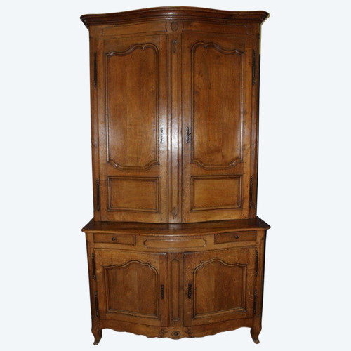 Credenza Luigi XV in due parti con fronte curvo del XVIII secolo