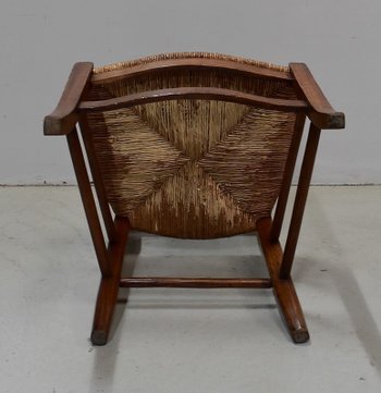 Chaise à Langer Paillée en Merisier, époque Directoire - 1ère partie du XIXe