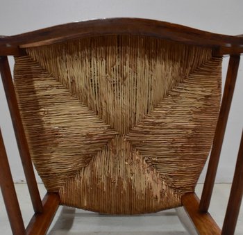 Chaise à Langer Paillée en Merisier, époque Directoire - 1ère partie du XIXe
