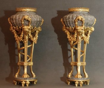  Pair of large potpourri after Gouthière 19th century