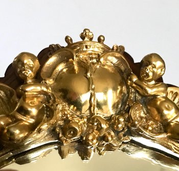Miroir de table en bronze doré héraldique Circa 1880