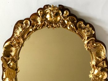 Miroir de table en bronze doré héraldique Circa 1880
