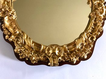 Miroir de table en bronze doré héraldique Circa 1880