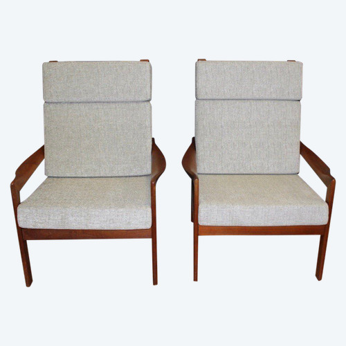 Coppia di poltrone danesi in teak, circa 1970