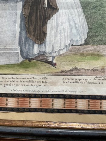 Belle Paire De Gravure Colorée Du 18ieme