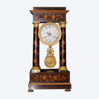 Charles X Portico Clock In Flower Marquetry