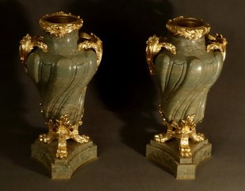  Pair Of Large Vases In Serpentine 19th century